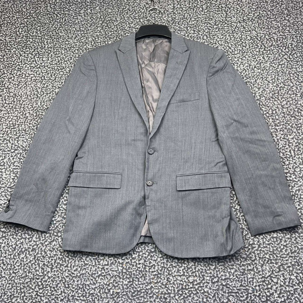Egara Blazer Sport Coat Jacket Men 38 Short Slim Fit 100% Wool 2-Button Gray